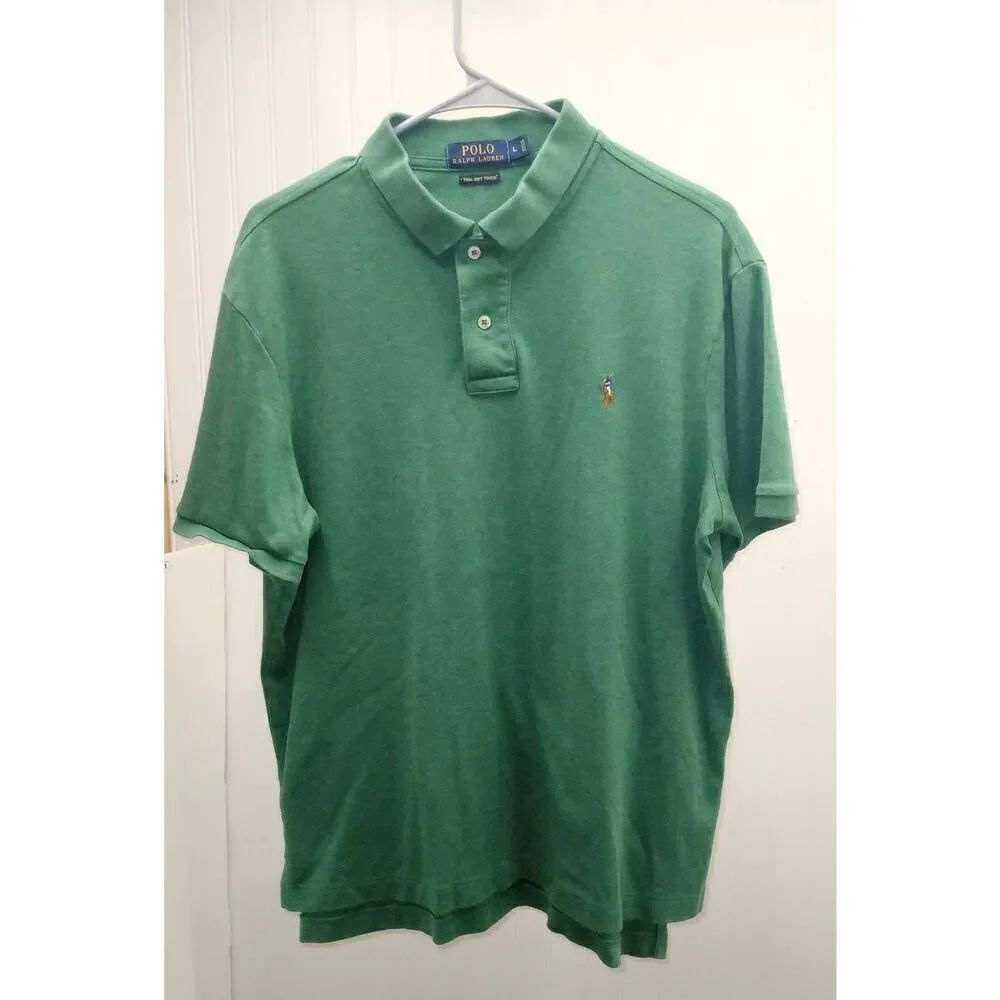 Polo by Ralph Lauren, green short sleeve polo shirt . 100% Pima cotton. size L